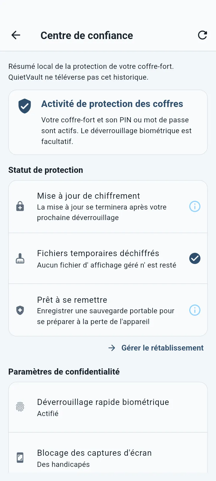 Centre de confiance QuietVault