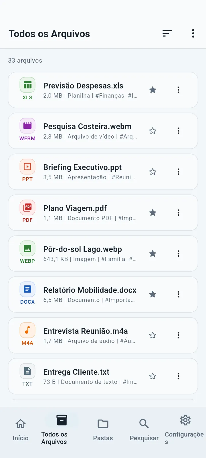 QuietVault Tela Todos os Arquivos