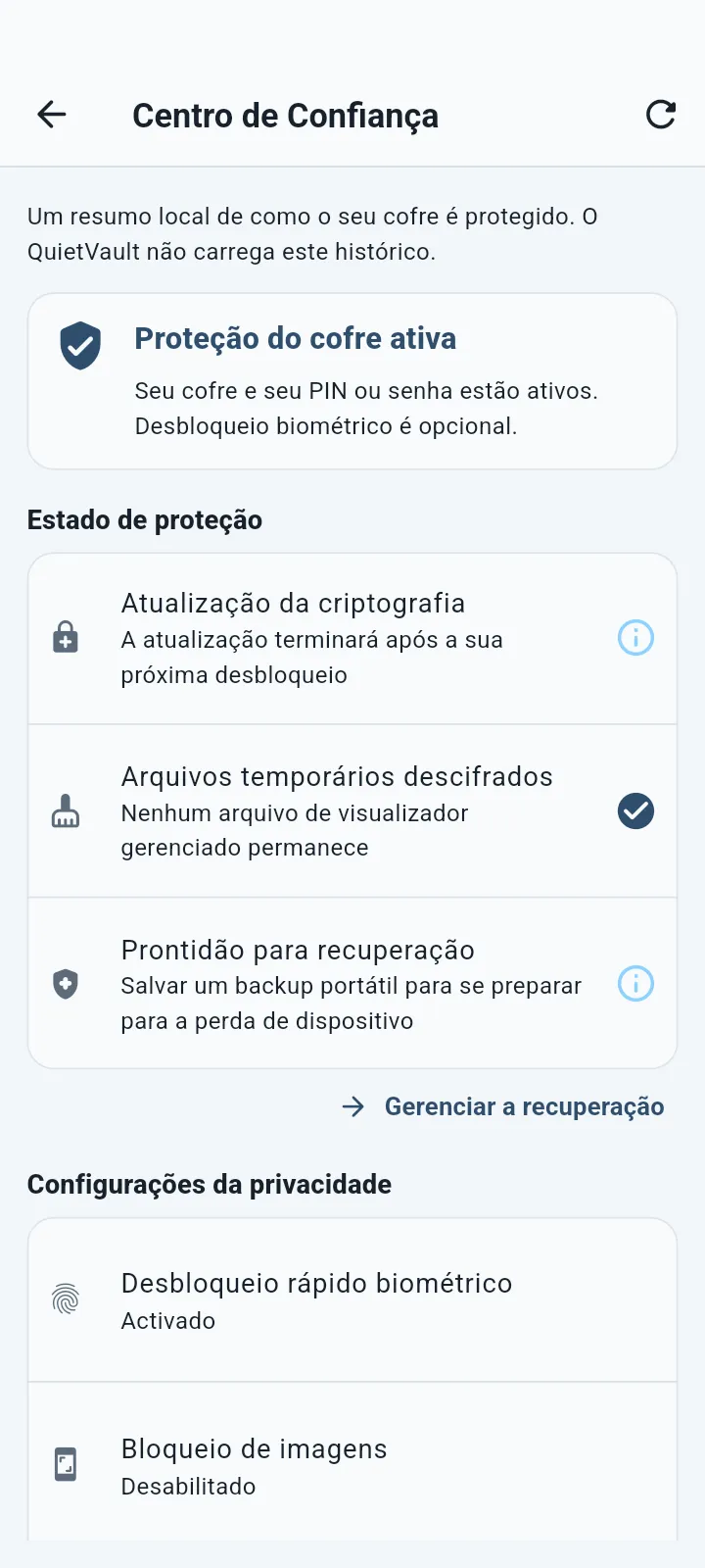 QuietVault Central de Confiança